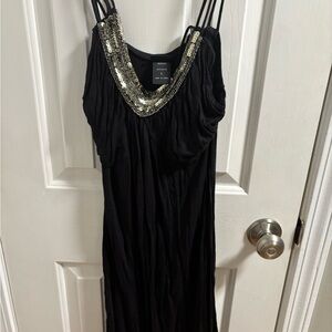 Vanity Black Mini Dress with Silver Sequins Large